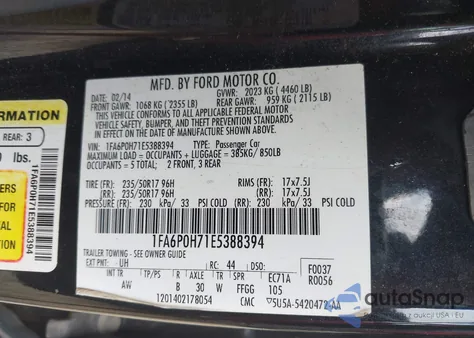 2014 Ford Fusion Se из США, поврежденный, VIN 1FA6P0H71E5388394